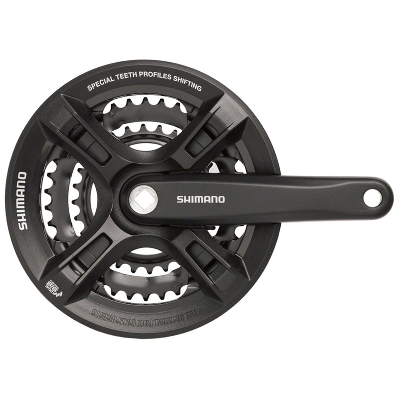 Shimano Altus FC-M311 Crankset – 170mm 7/8-Speed 48/38/28t Riveted Square Taper JIS Spindle Interface BLK