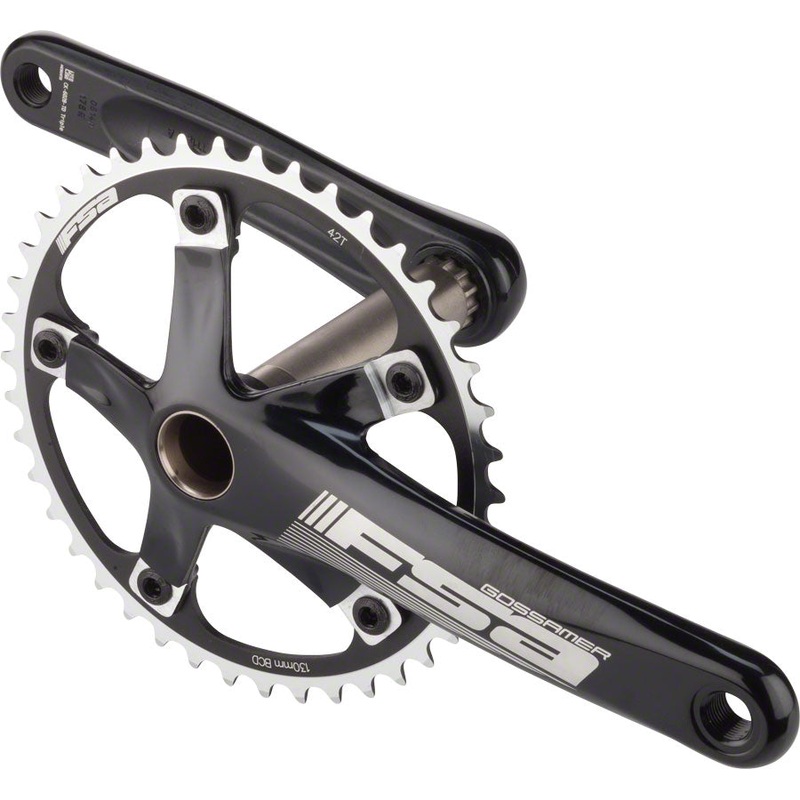 Full Speed Ahead Gossamer Tandem Front Crankset – 175mm Single Speed 42t 130 BCD Full Speed Ahead MegaExo Spindle Interface BLK