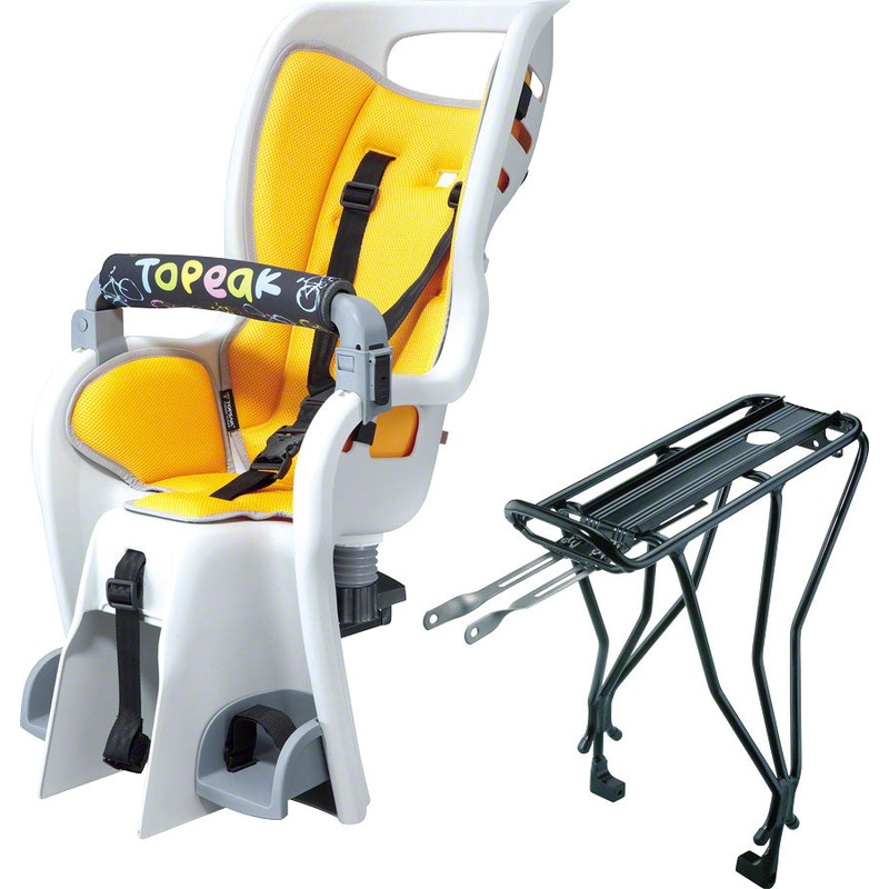 Topeak Baby Seat II Child Seat With Disc Compatible Rear Rack – Fits 29″ MTX 2.0 Gray/YLW