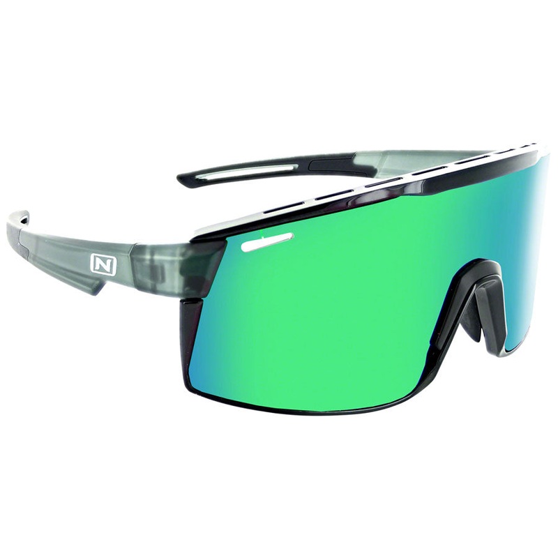 Optic Nerve Fixie Max Sunglasses – Matte Crystal Gray Shiny BLK Lens Rim Smoke Lens Green Mirror