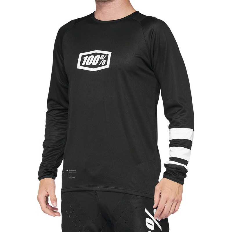 100% R-Core Jersey – Black/White Long Sleeve Mens Medium