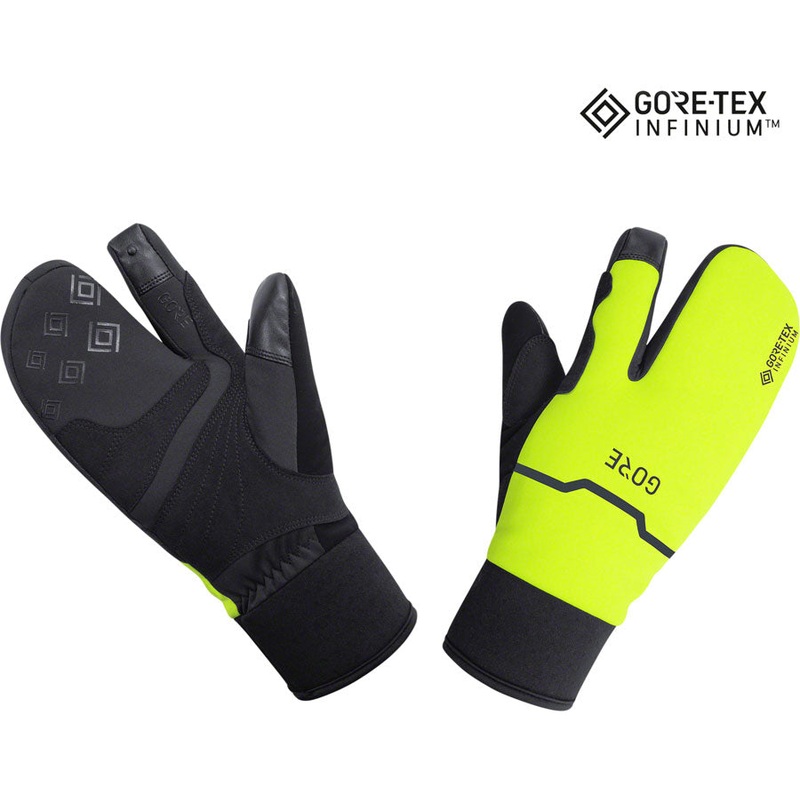 Gorewear Gore Tex Windstopper Infinium Thermo Split Gloves – BLK/Neon YLW Lobster Style 2X-Large