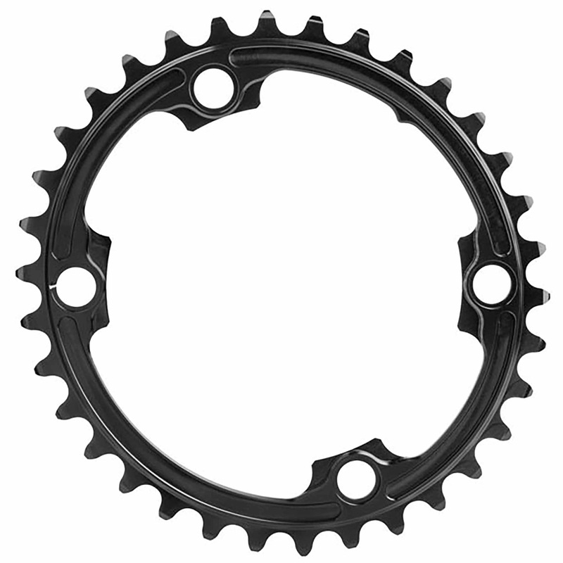 Absolute Black Premium Oval Road Chainring 4x110BCD 34T – Black
