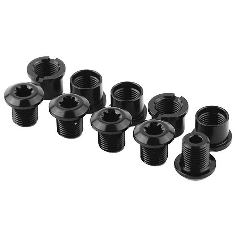 absoluteBLACK Chainring Bolt Set – Long Bolts and Nuts Set of 5 Black