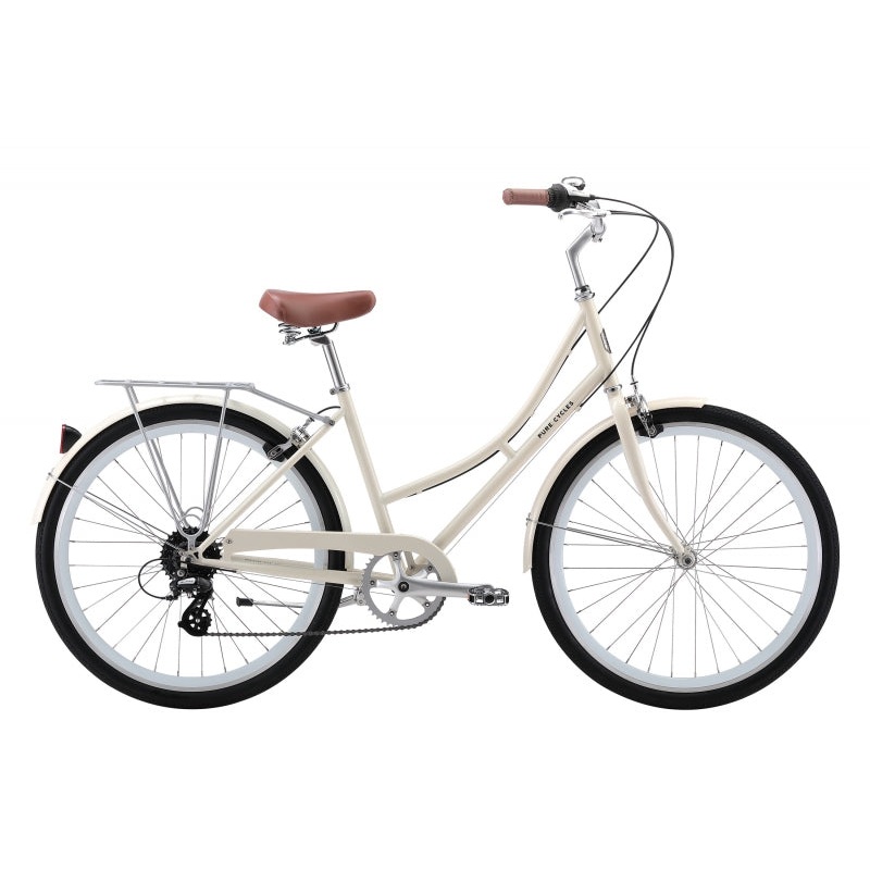 Pure cycles City Step-Through 26` 8-Speed Step-Thru 43cm / 26` Magdalen – Cream 26` White 8 Speed Rim Brake